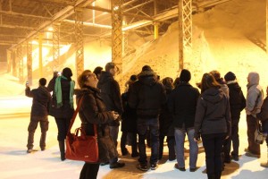 Champlain students and RAC candidates stand amazed at the sight of mountains of sugar.